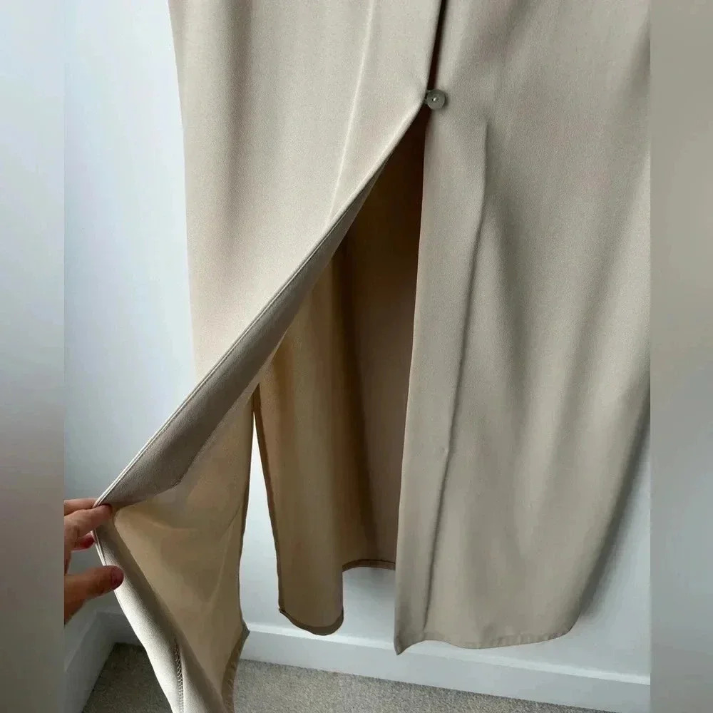 Wallis Long Crepe Vest Duster Minimalist Sleeveless Cardigan Neutral Capsule - Picture 3 of 12